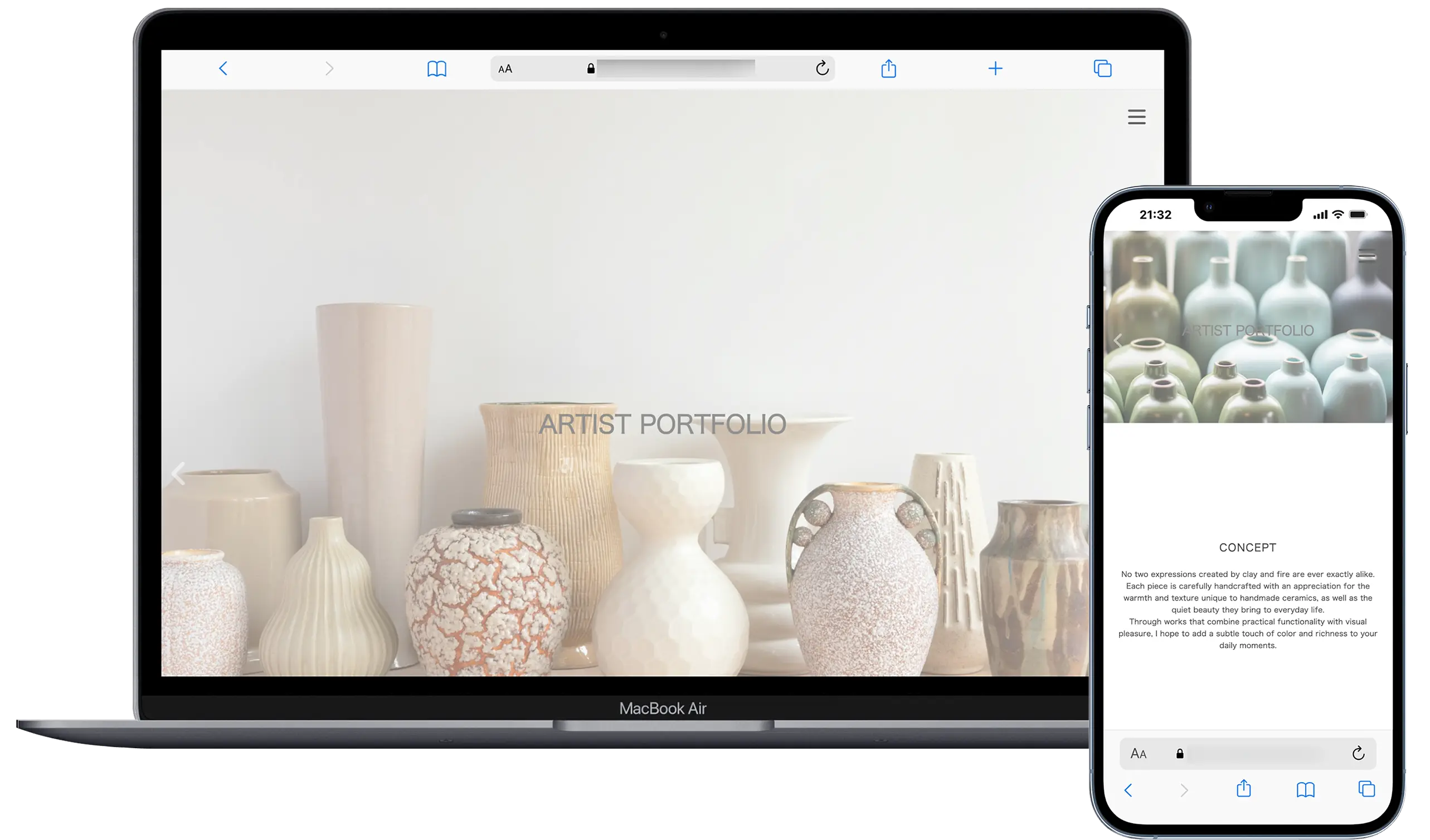 Desktop and mobile preview of the Artist Portfolio TopSlide layout